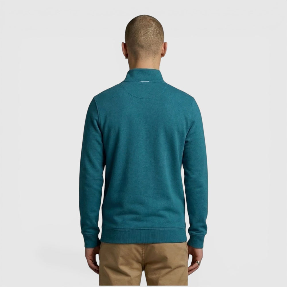 ML2022V-Y066 Lyle & Scott Sweater Loopback Quarter Zip Rich Teal / Groen