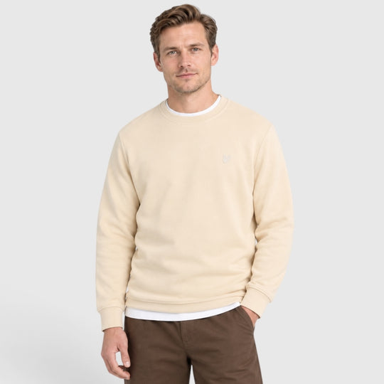 ML2255TONT-X685 Lyle & Scott Sweater Superfine Crew Neck Mask Grey / Ecru