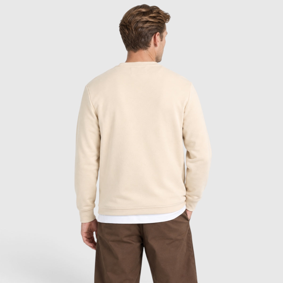 ML2255TONT-X685 Lyle & Scott Sweater Superfine Crew Neck Mask Grey / Ecru