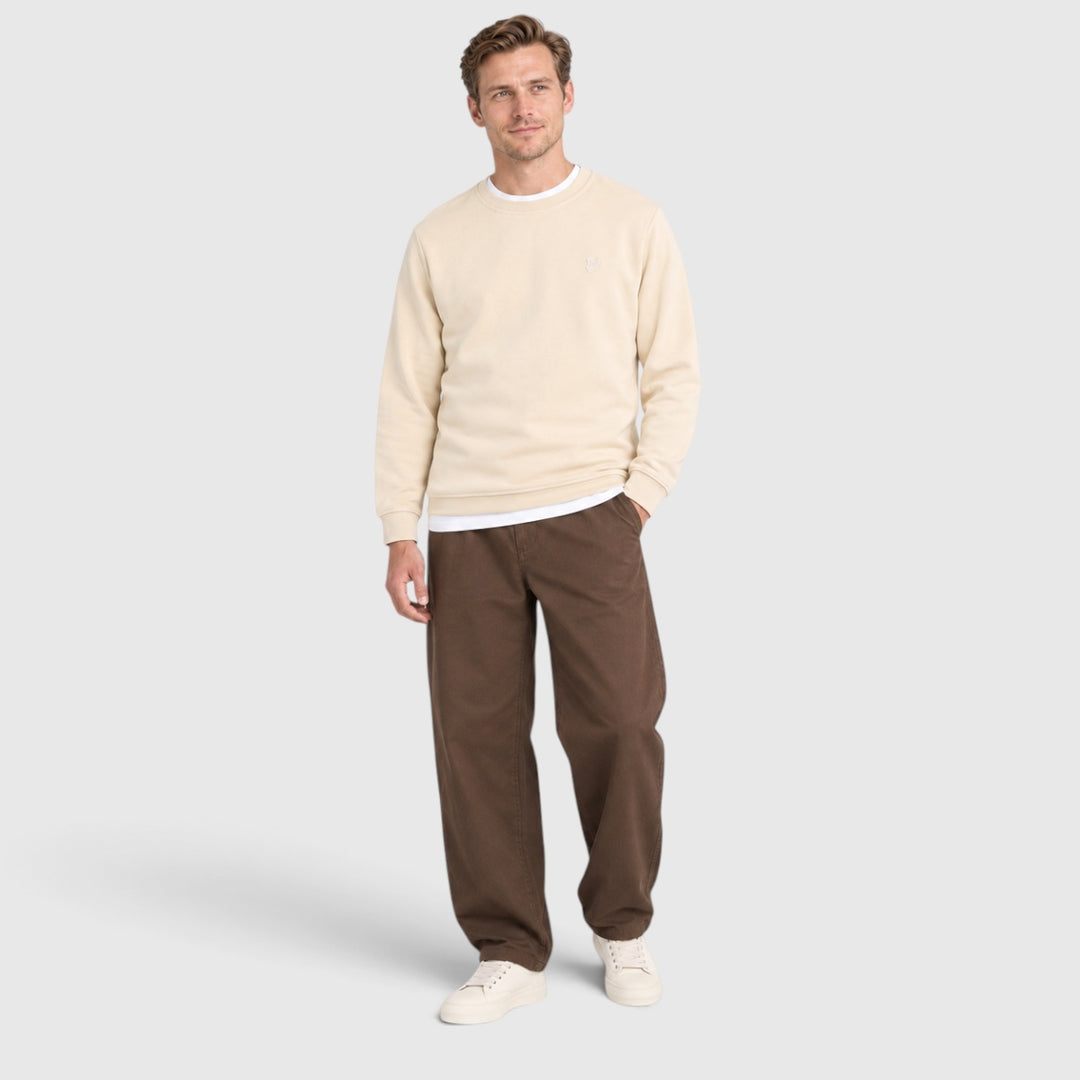 ML2255TONT-X685 Lyle & Scott Sweater Superfine Crew Neck Mask Grey / Ecru