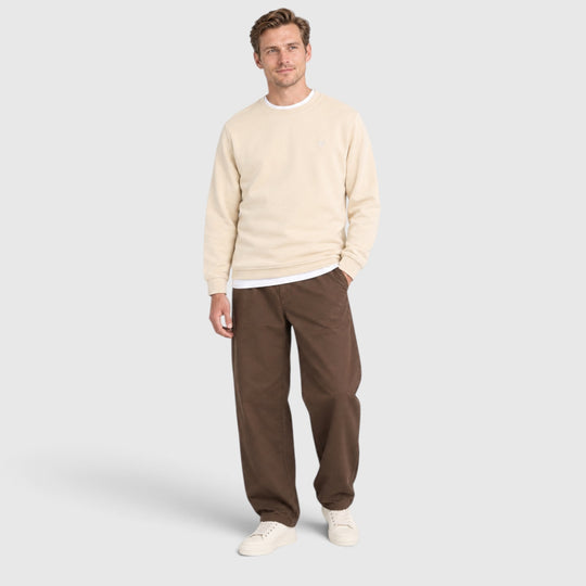 ML2255TONT-X685 Lyle & Scott Sweater Superfine Crew Neck Mask Grey / Ecru