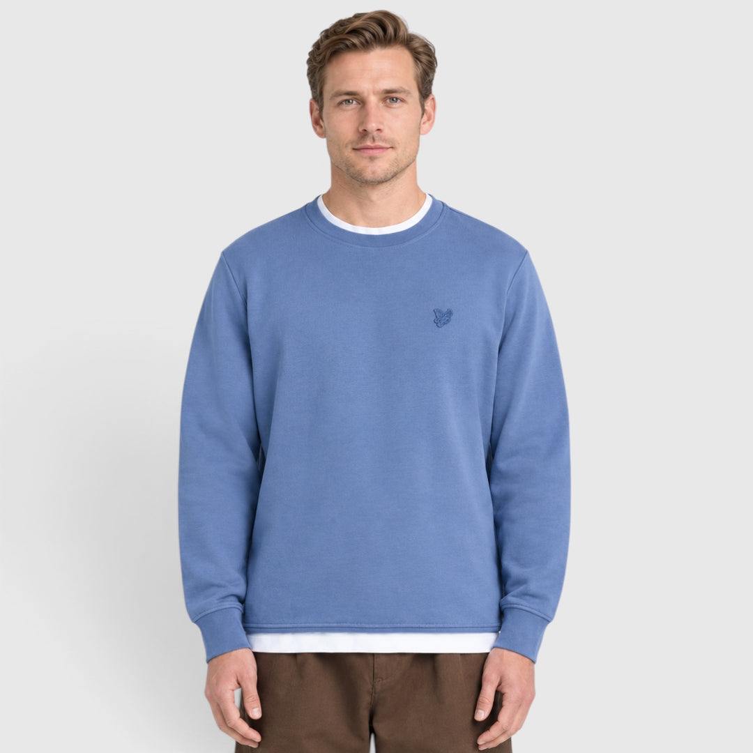 ML2255TONT-Y253 Lyle & Scott Sweater Superfine Crew Neck Smoke Blue / Rookblauw
