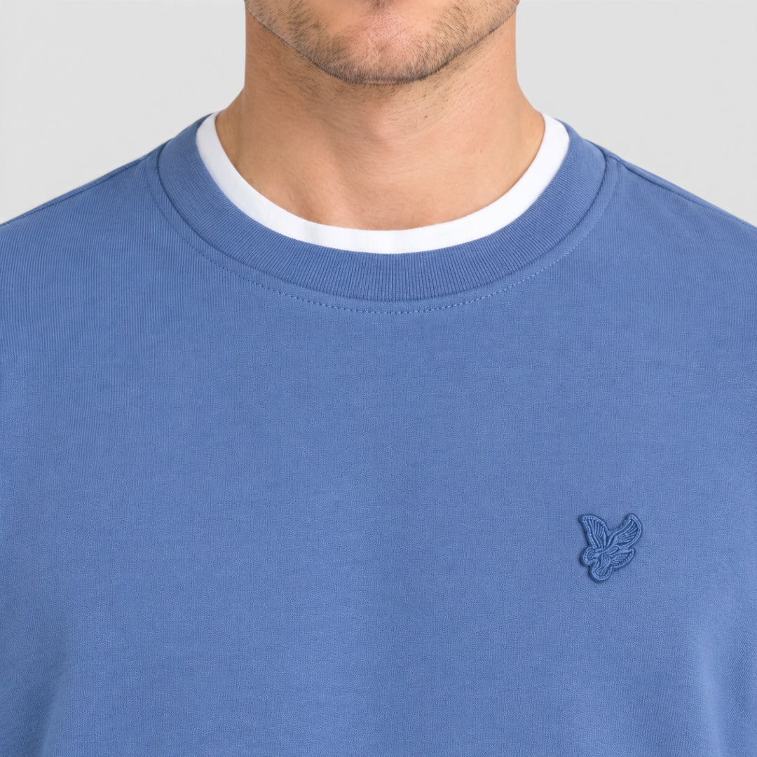 ML2255TONT-Y253 Lyle & Scott Sweater Superfine Crew Neck Smoke Blue / Rookblauw