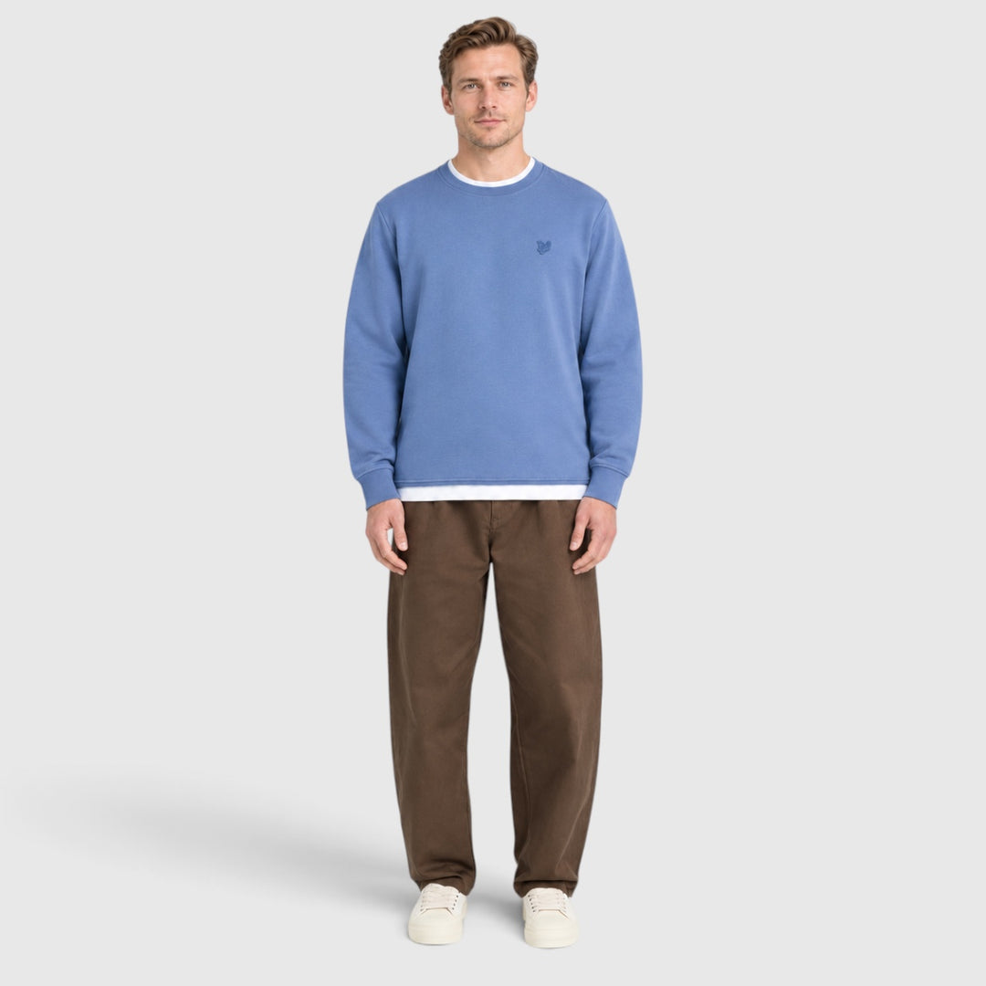 ML2255TONT-Y253 Lyle & Scott Sweater Superfine Crew Neck Smoke Blue / Rookblauw