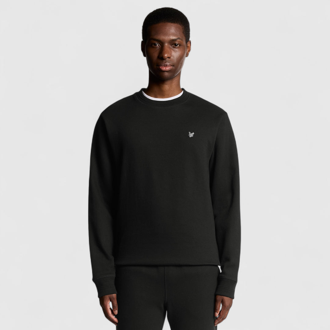 ML2353V-W835 Lyle & Scott Diagonal Weave Crew Neck Sweatshirt Lacquer / Zwart