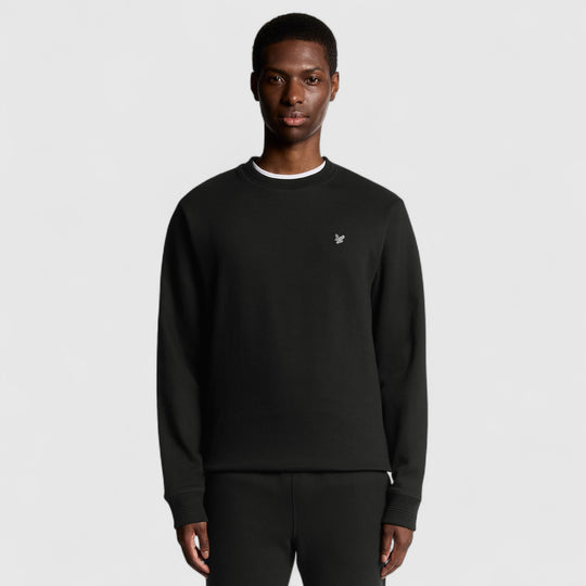 ML2353V-W835 Lyle & Scott Diagonal Weave Crew Neck Sweatshirt Lacquer / Zwart