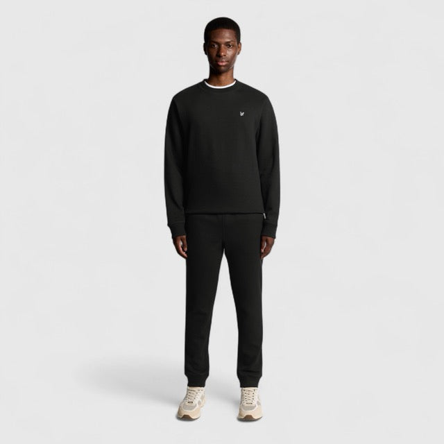 ML2353V-W835 Lyle & Scott Diagonal Weave Crew Neck Sweatshirt Lacquer / Zwart