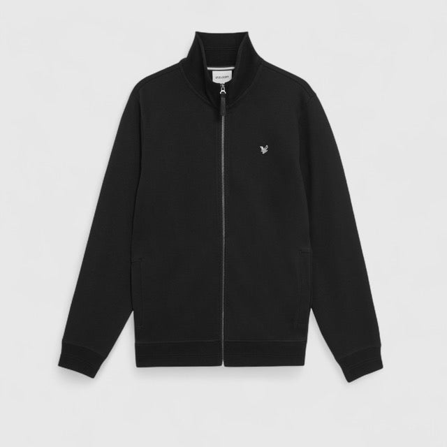 ML2355V-W835 Lyle & Scott Diagonal Weave Zip Through Lacquer / Zwart