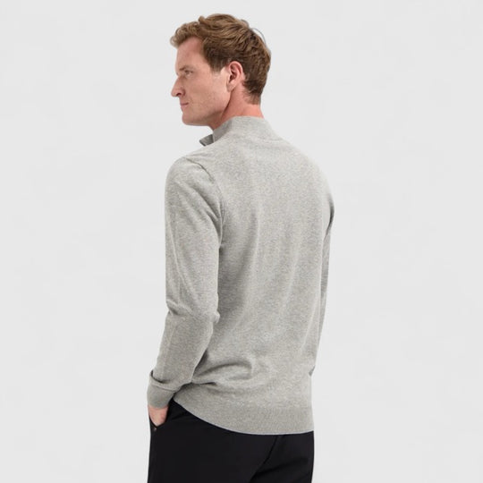 N2185-102 No Excess Pullover Half Zipper 2 Coloured Melange Grey Melange