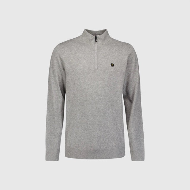 N2185-102 No Excess Pullover Half Zipper 2 Coloured Melange Grey Melange