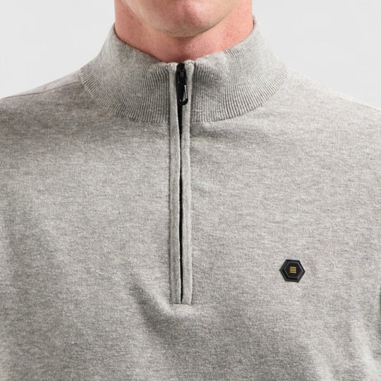 N2185-102 No Excess Pullover Half Zipper 2 Coloured Melange Grey Melange