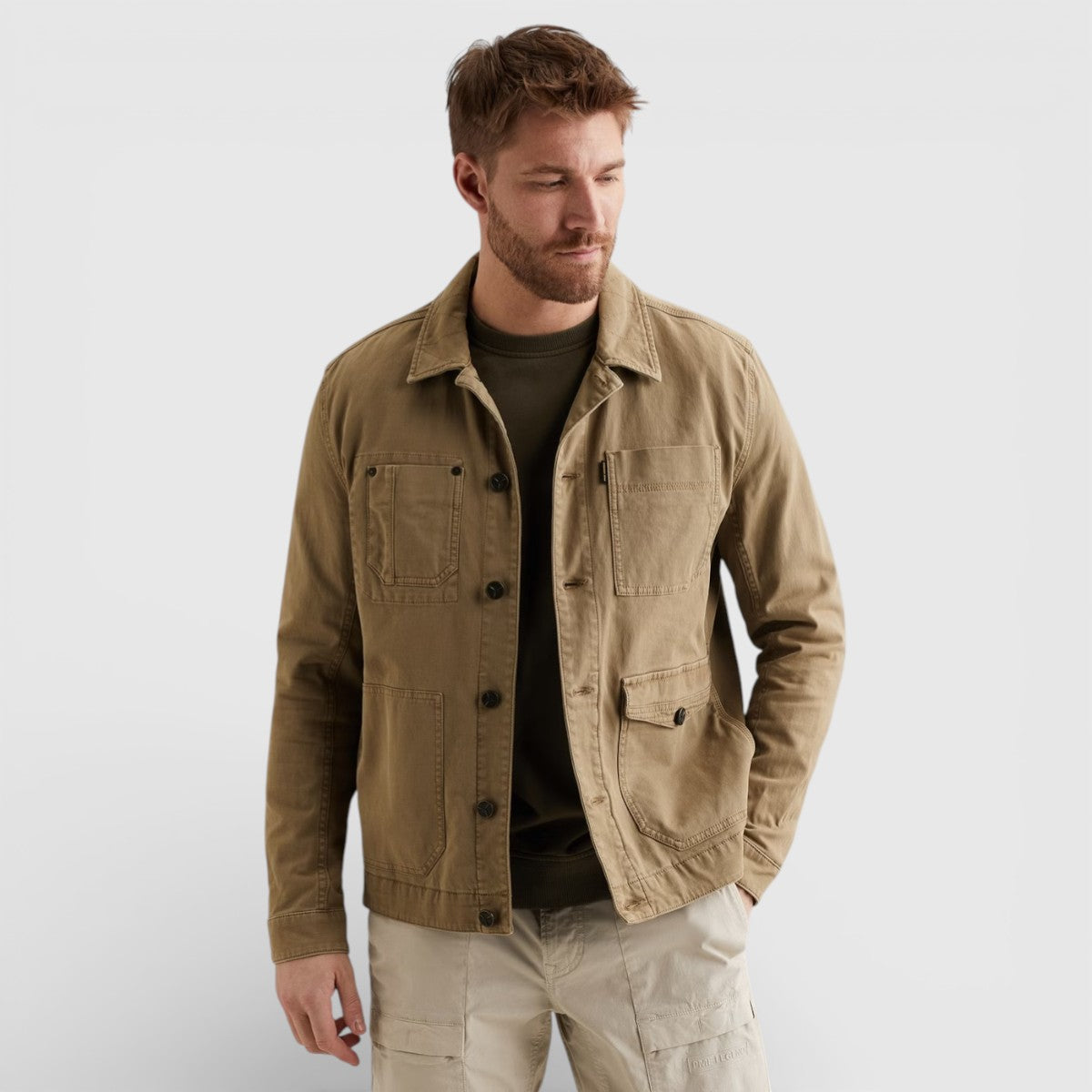 PDJ2602602-6405 PME Legend WORKER Jacket With Stitching Details Elmwood / Khaki