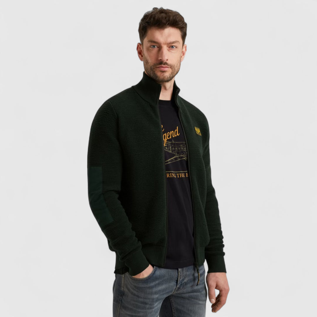PKC2510322-6027 PME Legend knitwear Zip Jacket Texture Yarn Darkest Spruce / Donkergroen