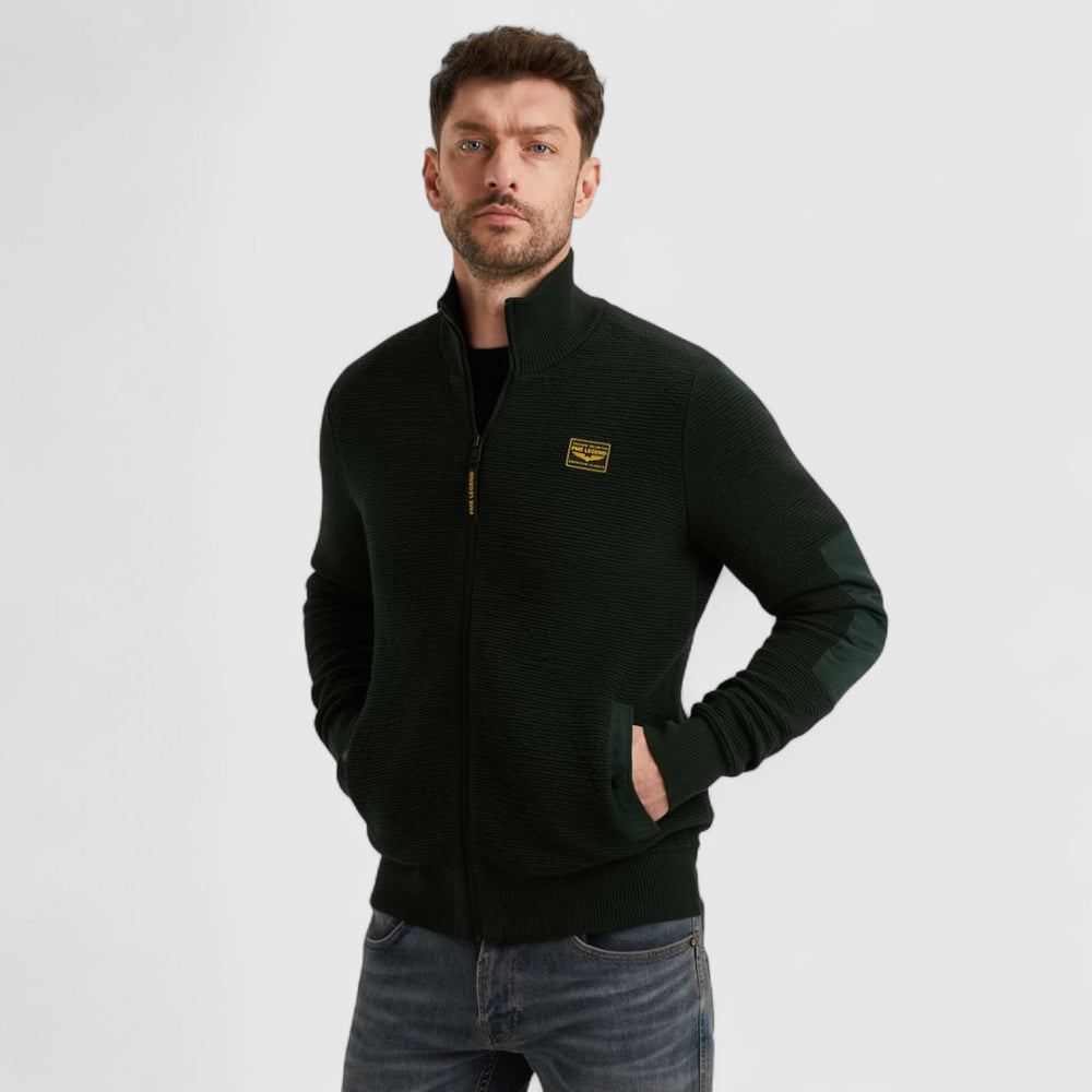 PKC2510322-6027 PME Legend knitwear Zip Jacket Texture Yarn Darkest Spruce / Donkergroen