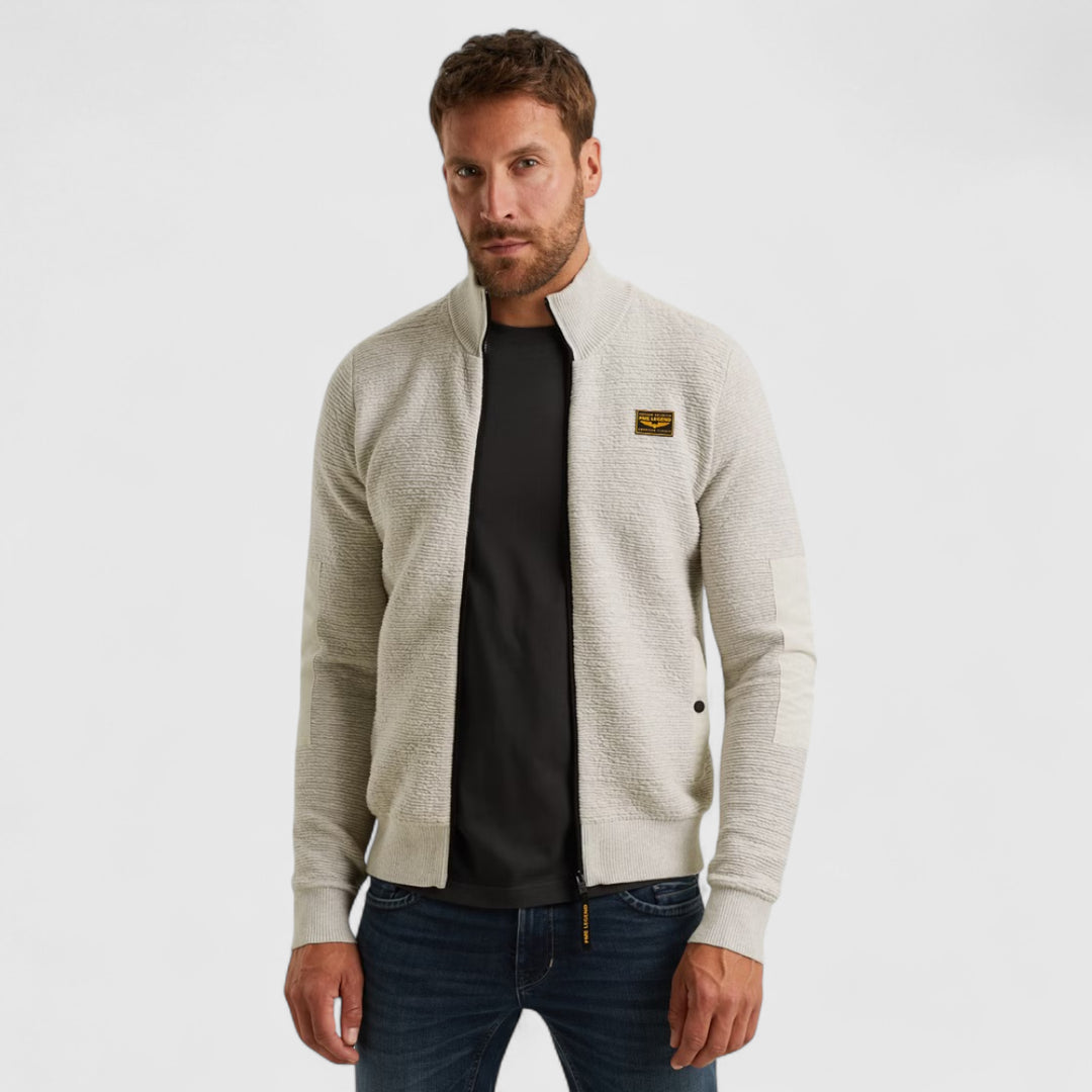 PKC2510322-910 PME Legend knitwear Zip Jacket Texture Yarn Bone White Melee / Wit