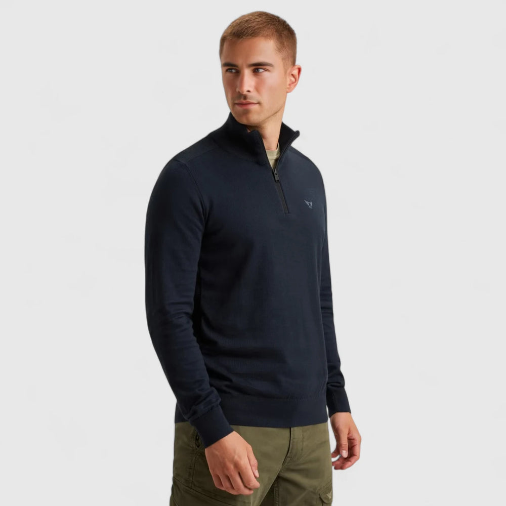 PKW2508303-5073 PME Legend Knitwear Half Zip Collar Cotton Sky Captain/Blauw