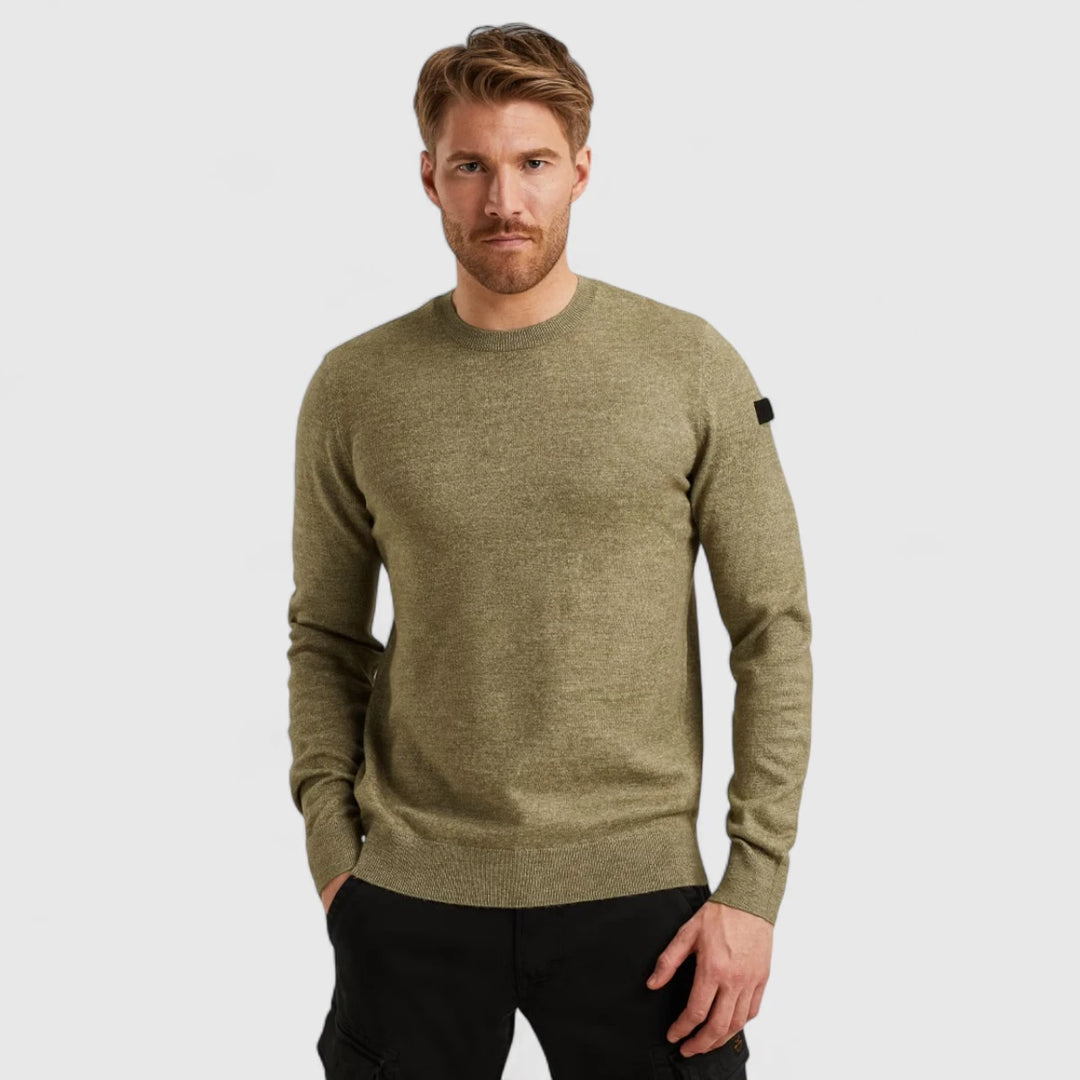 PKW2508335-6379 PME Legend Knitwear Round Neck Soft Blend Oil Green