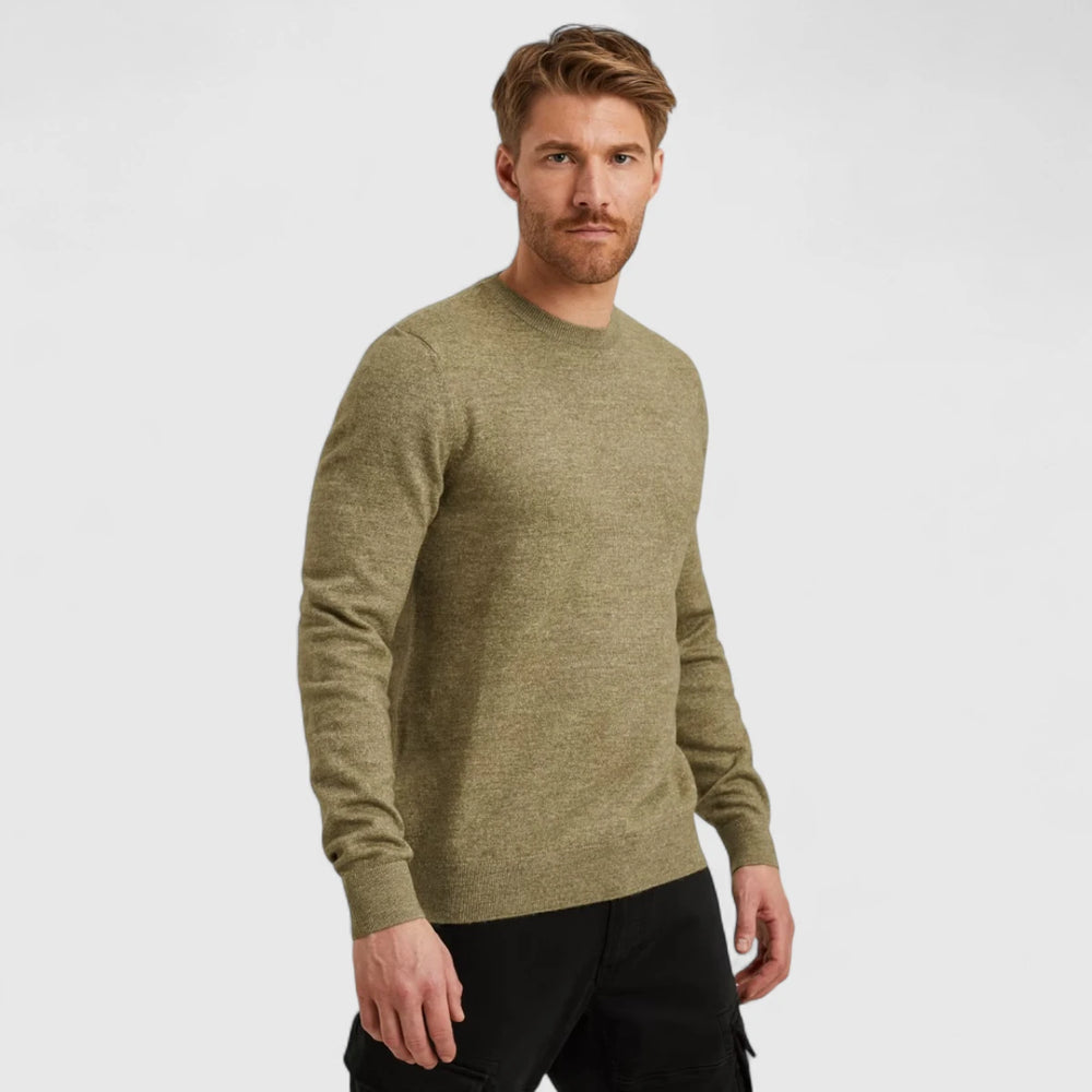 PKW2508335-6379 PME Legend Knitwear Round Neck Soft Blend Oil Green
