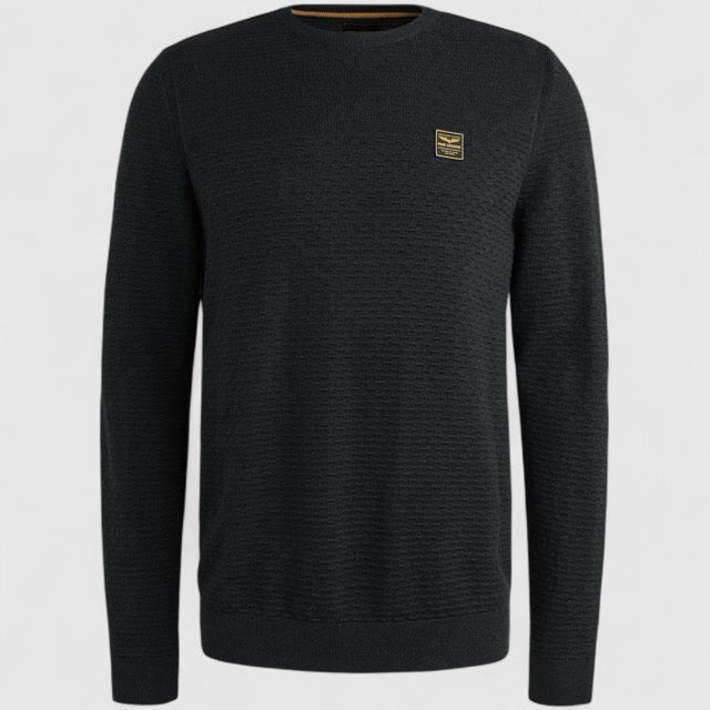 PKW2510300-5281 PME Legend Round Neck Cotton Mouline Salute / Donkerblauw