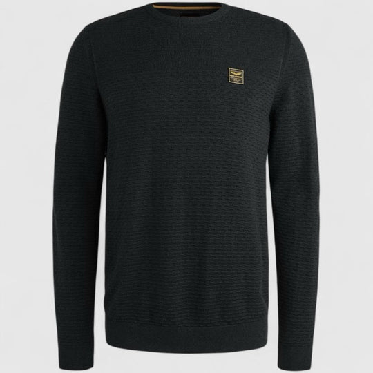 PKW2510300-5281 PME Legend Round Neck Cotton Mouline Salute / Donkerblauw