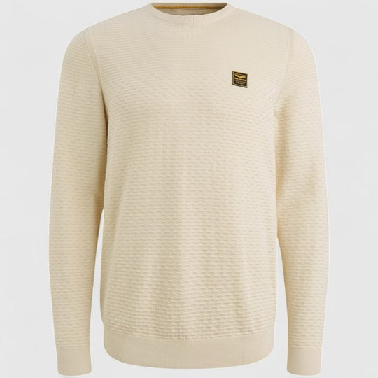 PKW2510300-7013 PME Legend Round Neck Cotton Mouline Bone White