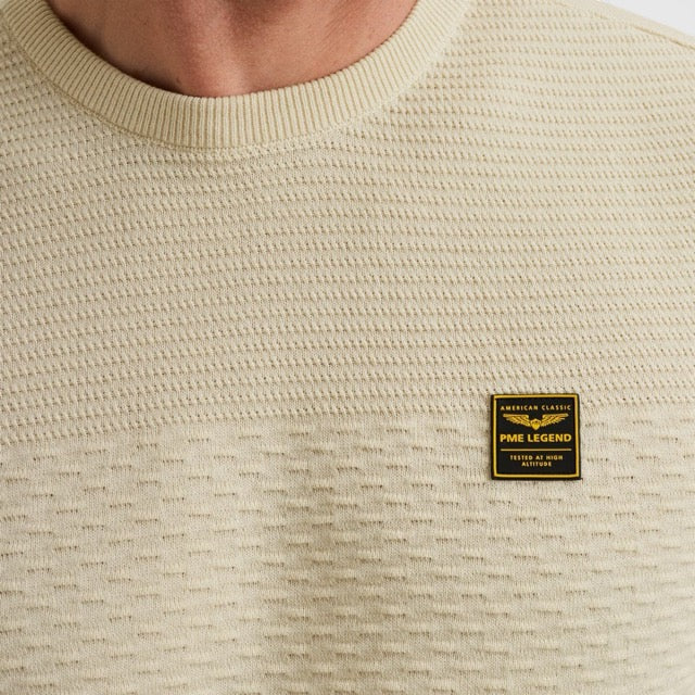 PKW2510300-7013 PME Legend Round Neck Cotton Mouline Bone White