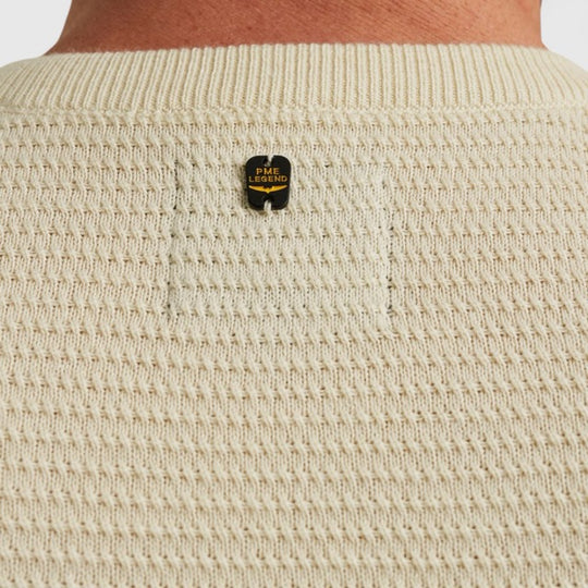 PKW2510300-7013 PME Legend Round Neck Cotton Mouline Bone White