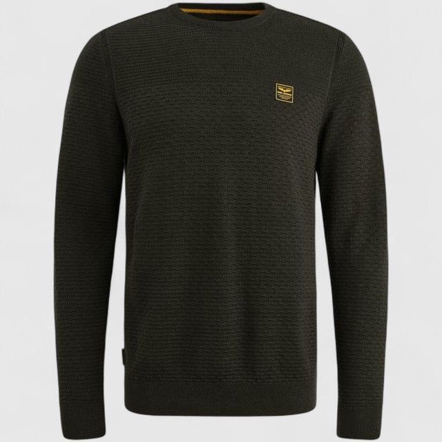 PKW2510300-999 PME Legend Round Neck Cotton Mouline Black / Zwart