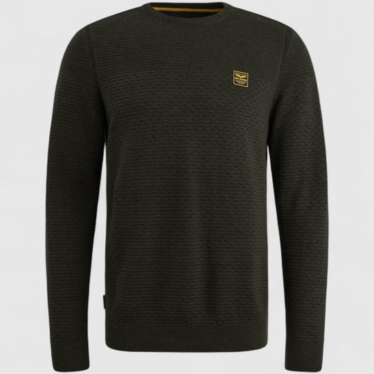 PKW2510300-999 PME Legend Round Neck Cotton Mouline Black / Zwart