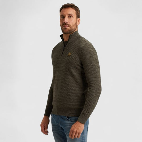 PKW2510301-6389 PME Legend Half zip collar cotton mouline (Organic) Dusky Green / Grijs Groen