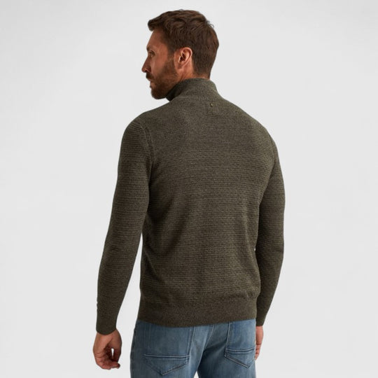 PKW2510301-6389 PME Legend Half zip collar cotton mouline (Organic) Dusky Green / Grijs Groen