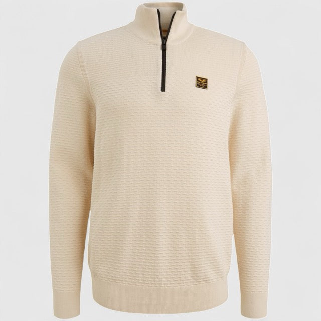 PKW2510301-7013 PME Legend Half zip collar cotton mouline (Organic) Bone White