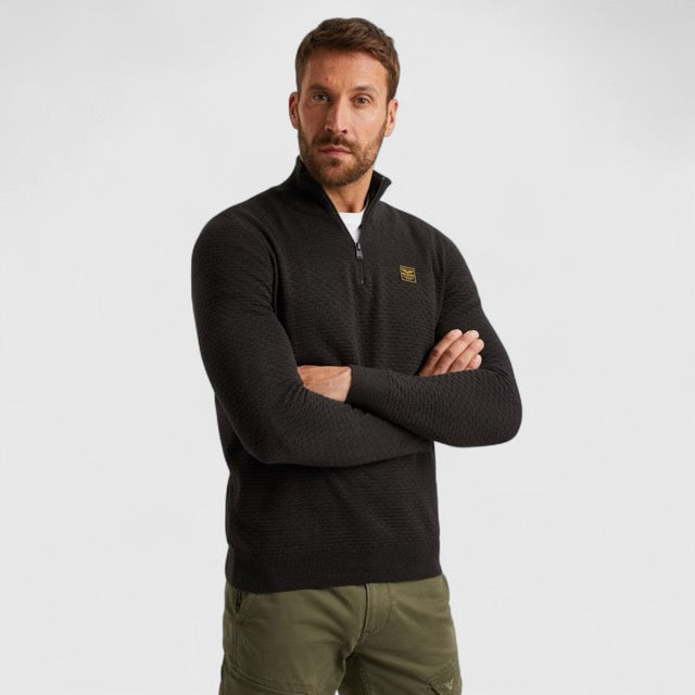 PKW2510301-999 PME Legend Half zip collar cotton mouline (Organic) Black / Zwart