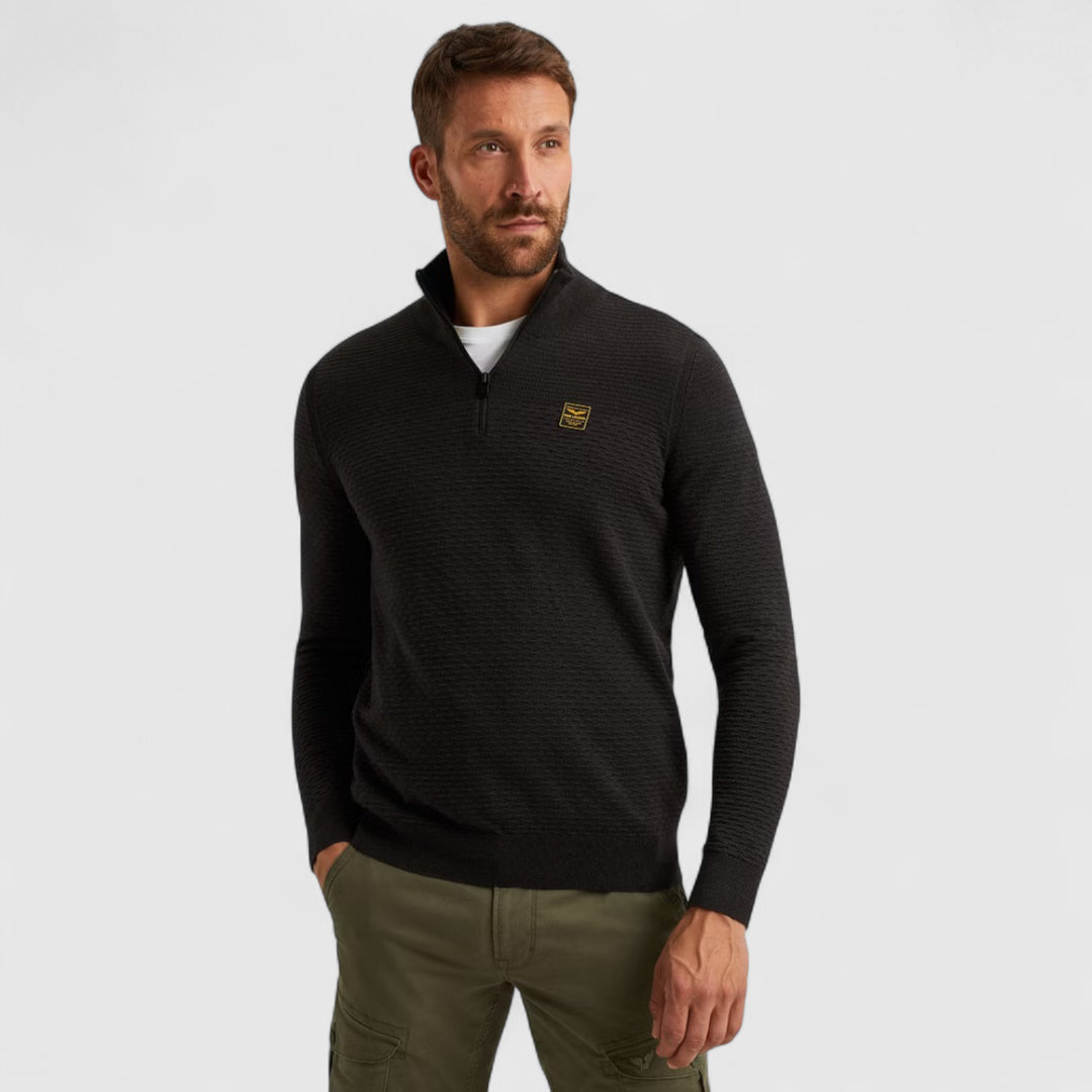 PKW2510301-999 PME Legend Half zip collar cotton mouline (Organic) Black / Zwart