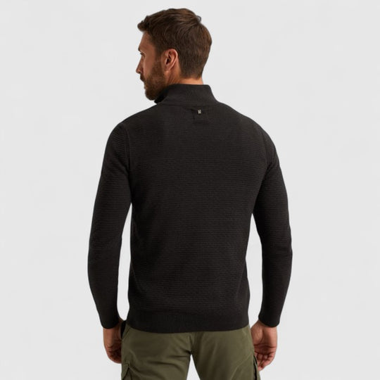 PKW2510301-999 PME Legend Half zip collar cotton mouline (Organic) Black / Zwart