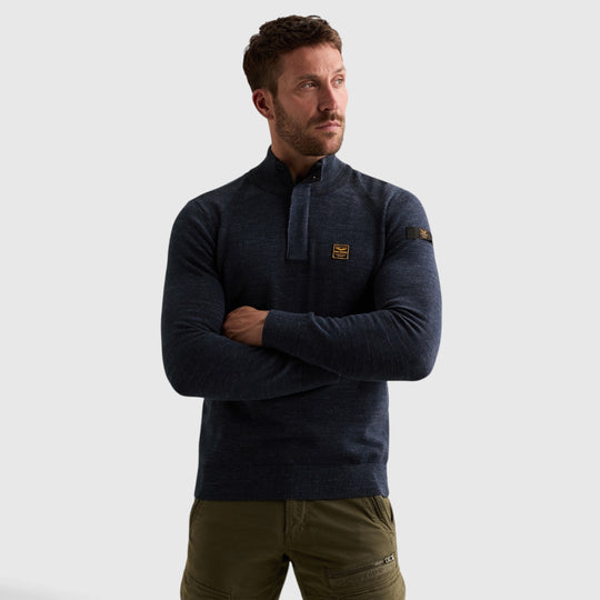 PKW2609302-5281 PME Legend Trui Half Zip met Raglanmouwen Salute / Blauw