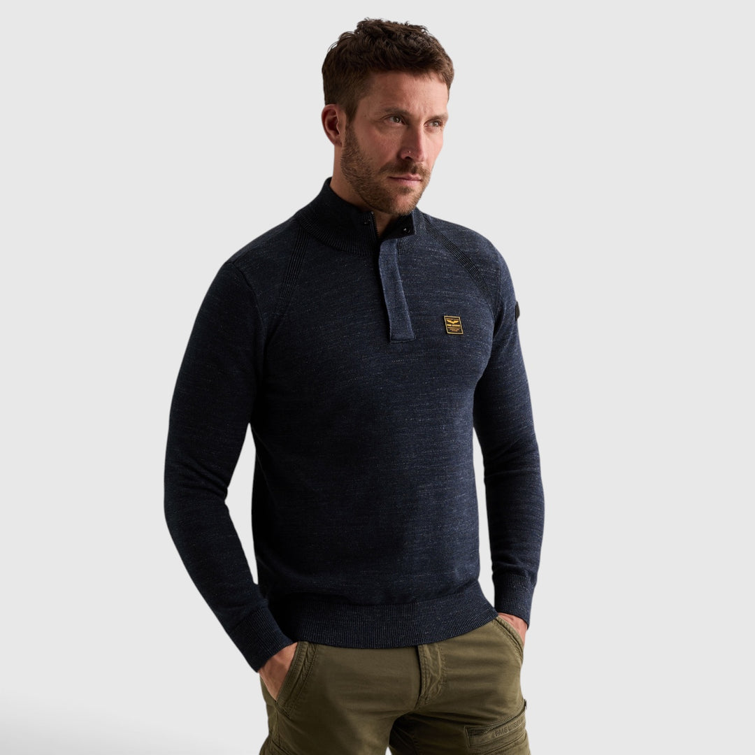 PKW2609302-5281 PME Legend Trui Half Zip met Raglanmouwen Salute / Blauw