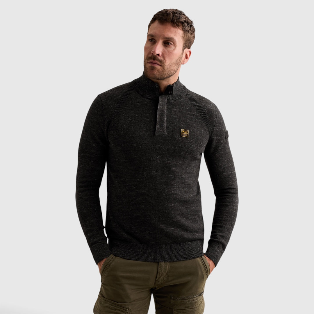 PKW2609302-999 PME Legend Trui Half Zip met Raglanmouwen Black / Zwart