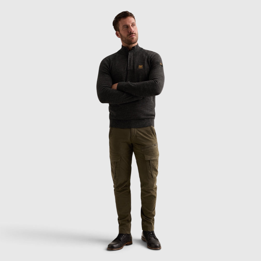 PKW2609302-999 PME Legend Trui Half Zip met Raglanmouwen Black / Zwart