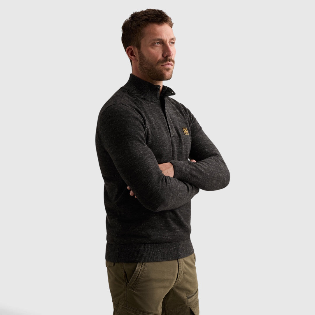 PKW2609302-999 PME Legend Trui Half Zip met Raglanmouwen Black / Zwart