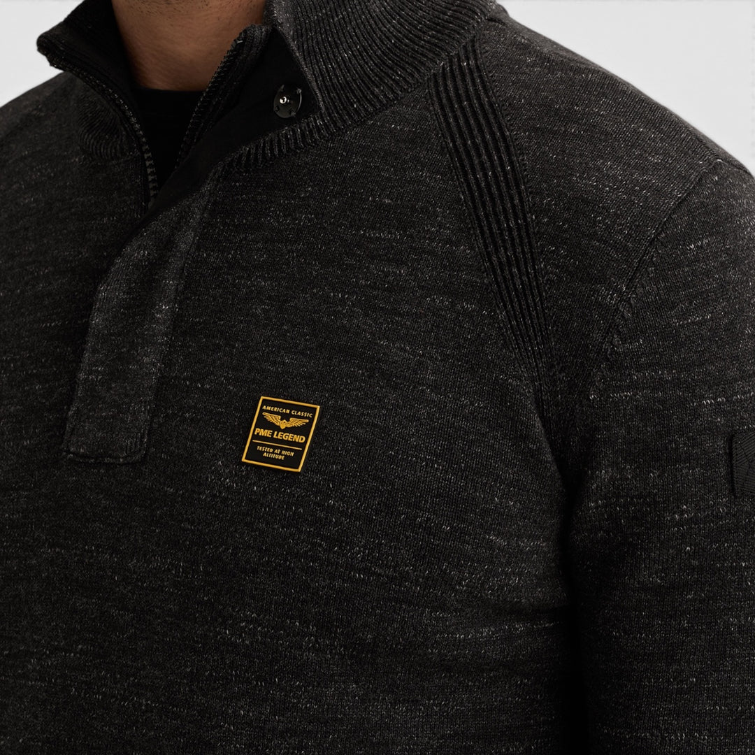 PKW2609302-999 PME Legend Trui Half Zip met Raglanmouwen Black / Zwart