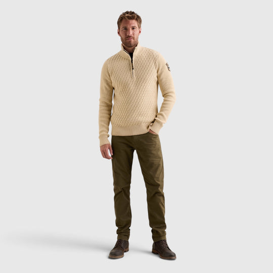 PME Legend Trui Half Zip met Gemixte Structuren