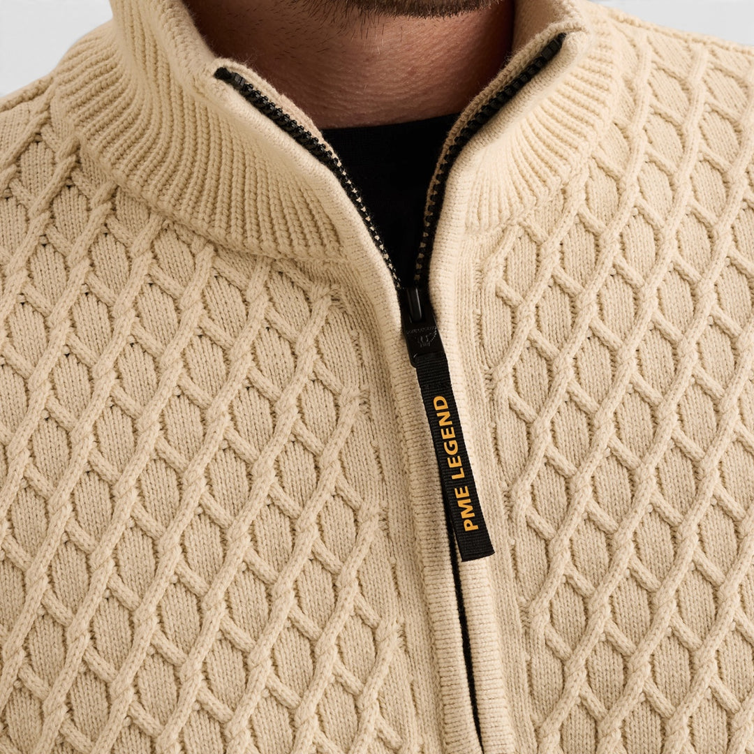 PME Legend Trui Half Zip met Gemixte Structuren
