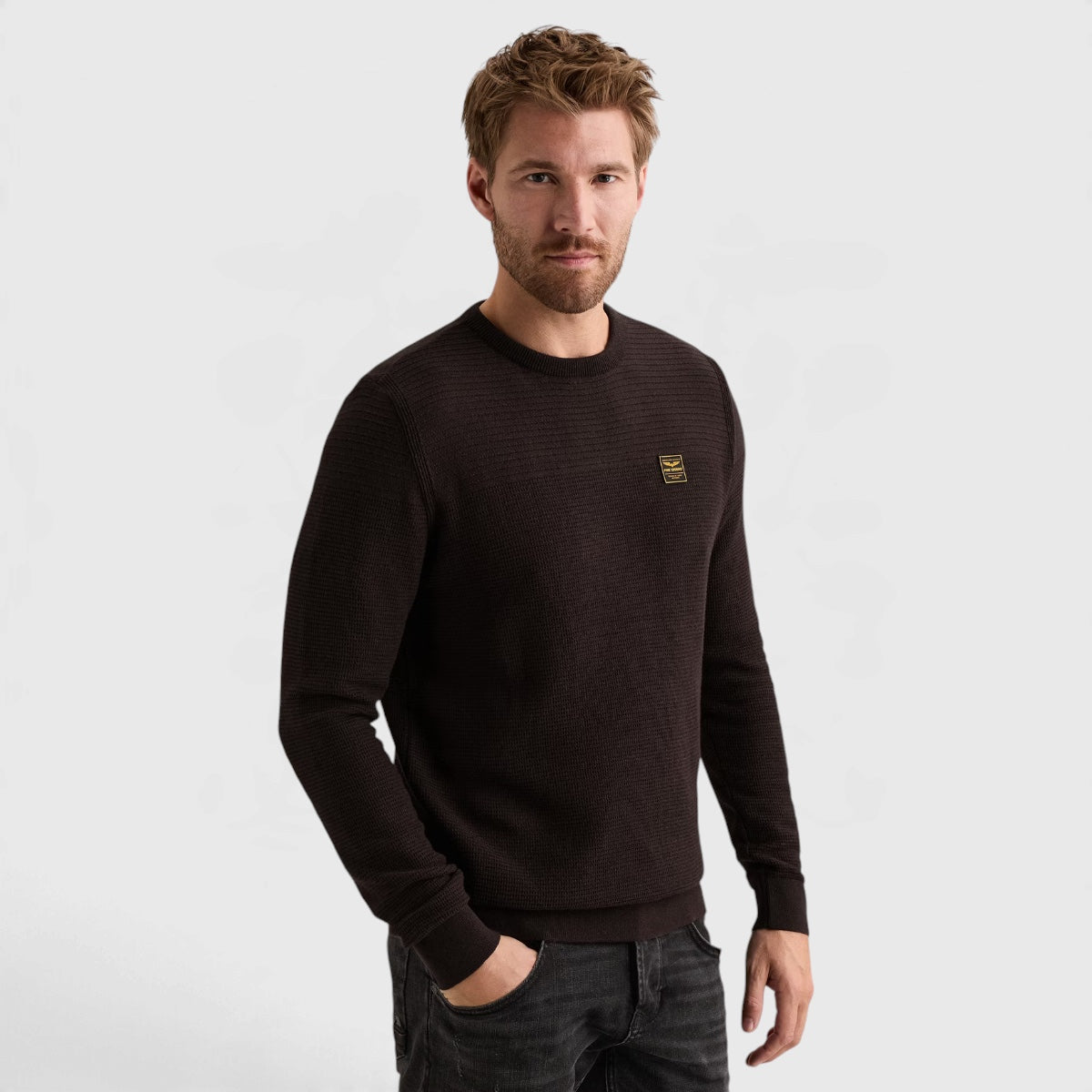 PKW2610300-4357 PME Legend Trui Cotton Mouliné Dark Aubergine / Donkerpaars
