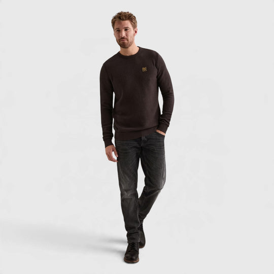 PKW2610300-4357 PME Legend Trui Cotton Mouliné Dark Aubergine / Donkerpaars