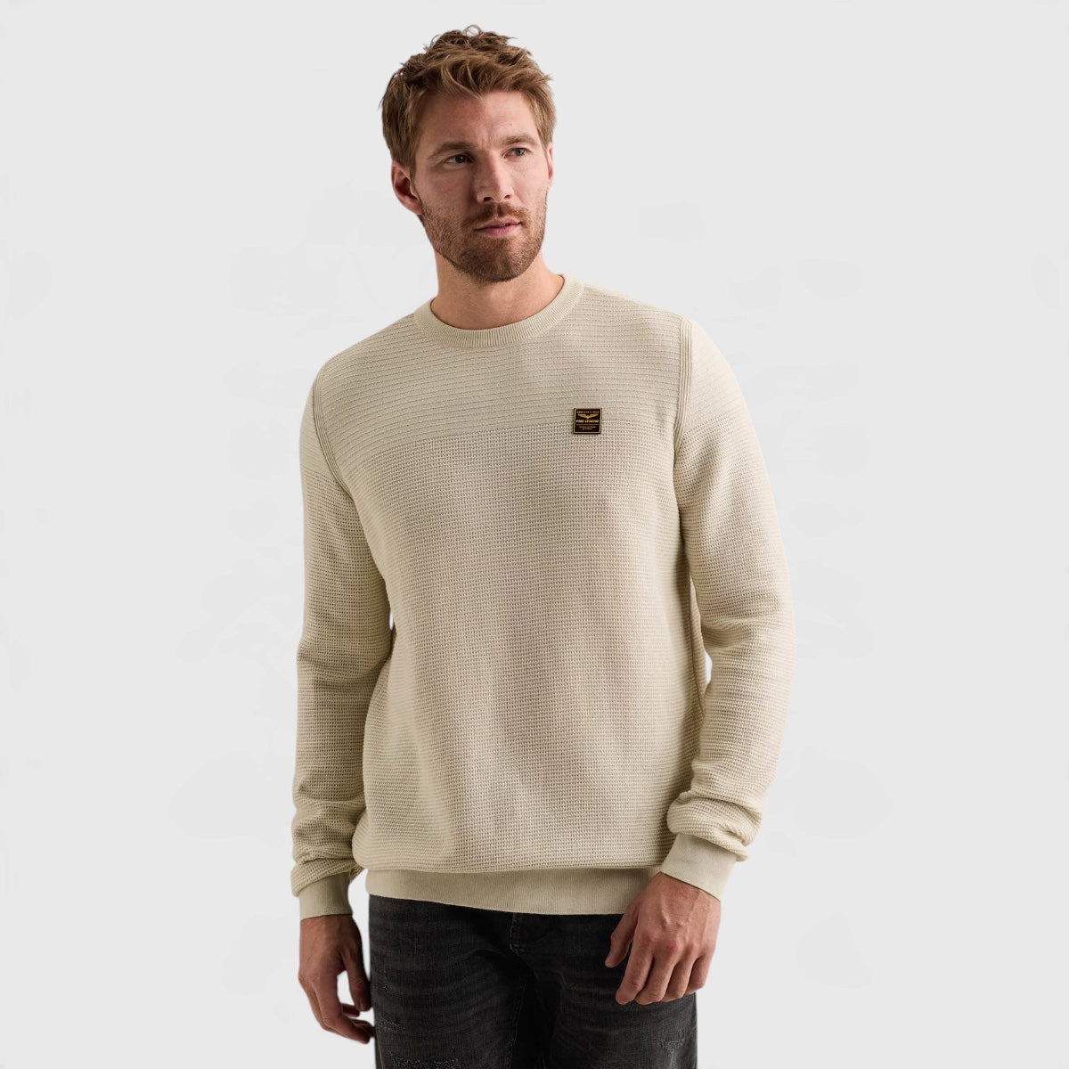 PKW2610300-7013 PME Legend Trui Cotton Mouliné Bone White / Gebroken wit