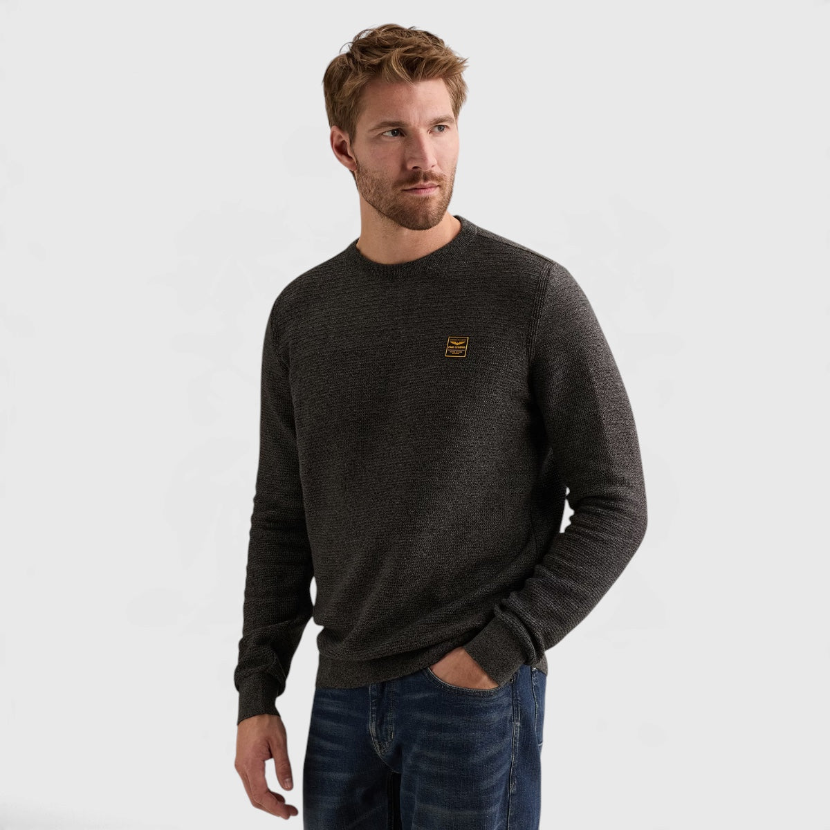 PKW2610300-9067 PME Legend Trui Cotton Mouliné Jet Black / Zwart