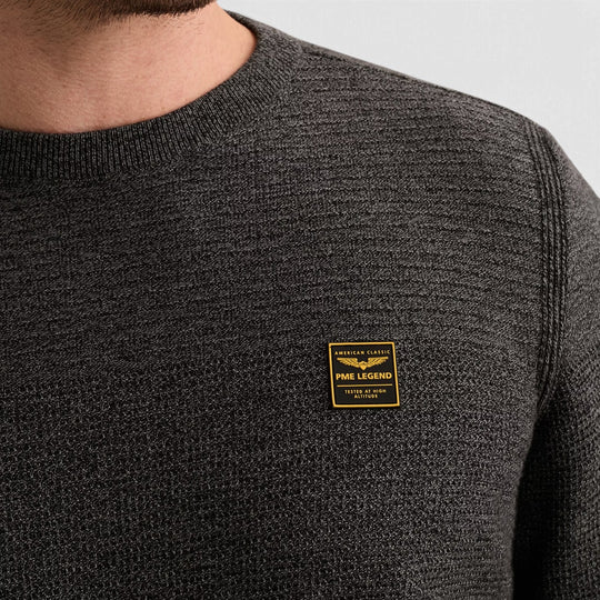 PKW2610300-9067 PME Legend Trui Cotton Mouliné Jet Black / Zwart