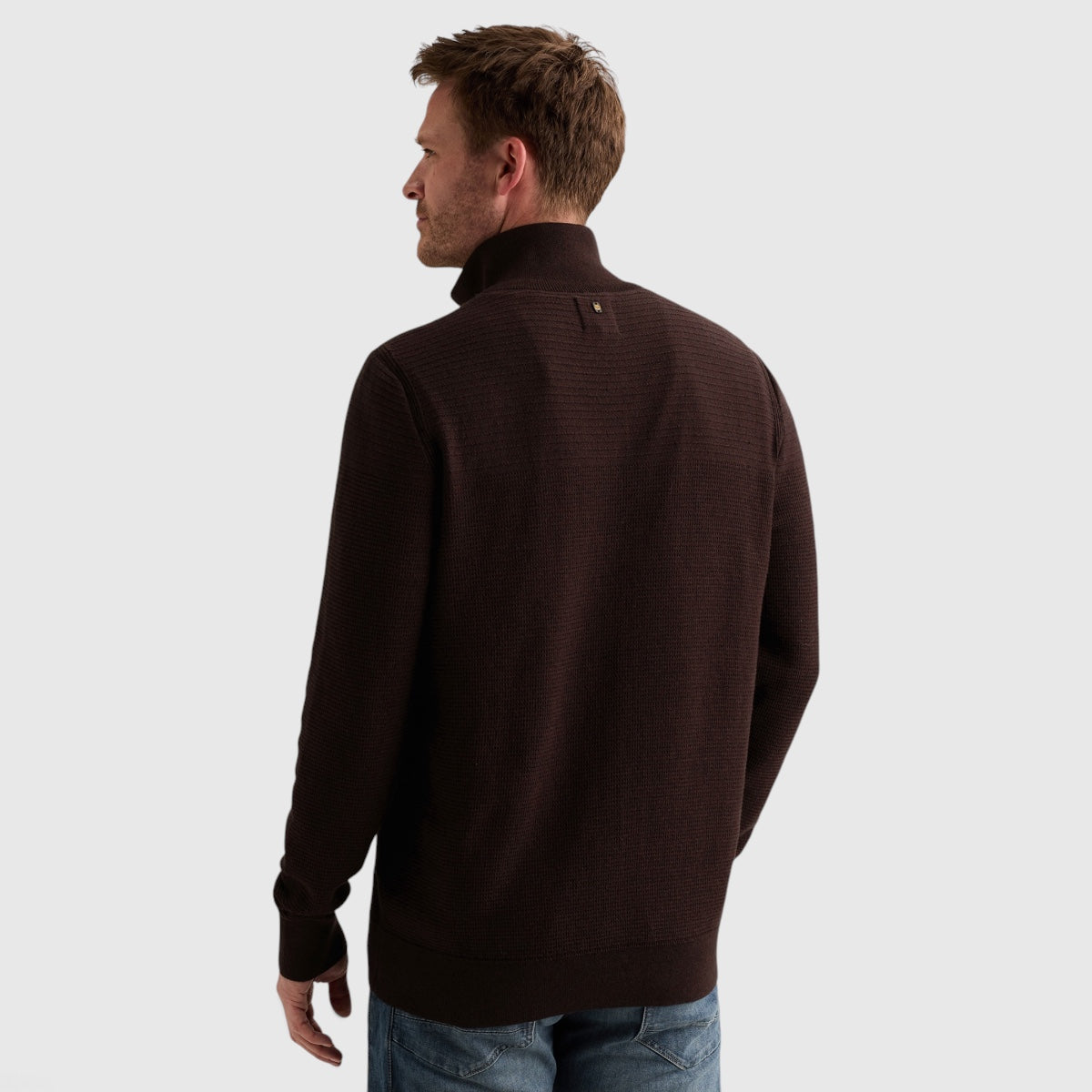 PKW2610301-4357 PME Legend Trui Half Zip Cotton Mouline Dark Aubergine / Donker auberginepaars