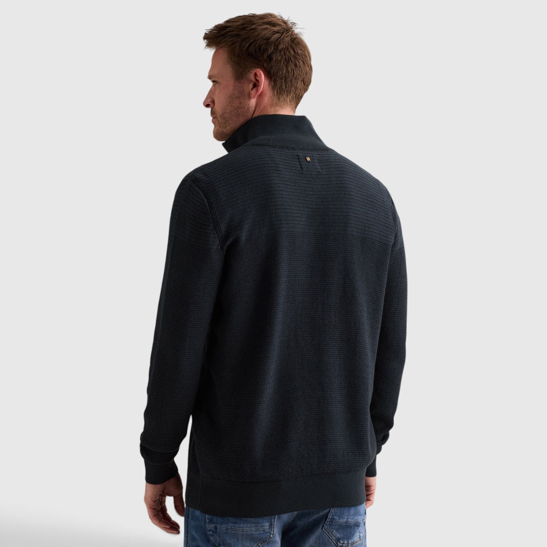 PKW2610301-5281 PME Legend Trui Half Zip Cotton Mouline Salute / Marineblauw